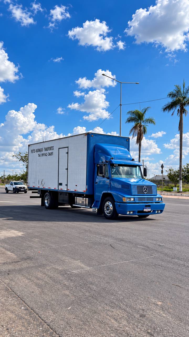 Caminhão baú da JR Transportes em rodovia de Rio Branco
